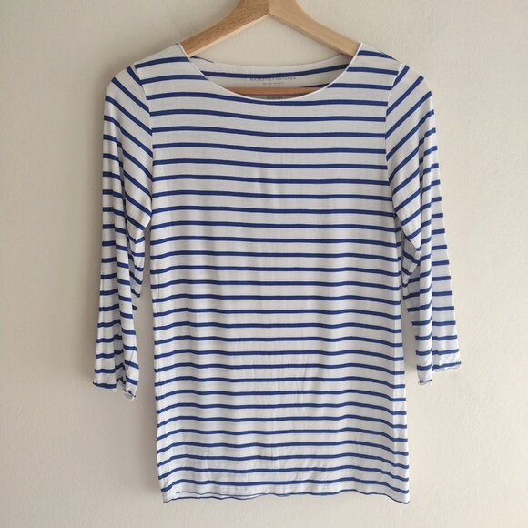 Majestic Filatures Tops - Majestic Filatures Striped Tee Sz 2/S Soft Touch Blue White Deluxe Tshirt